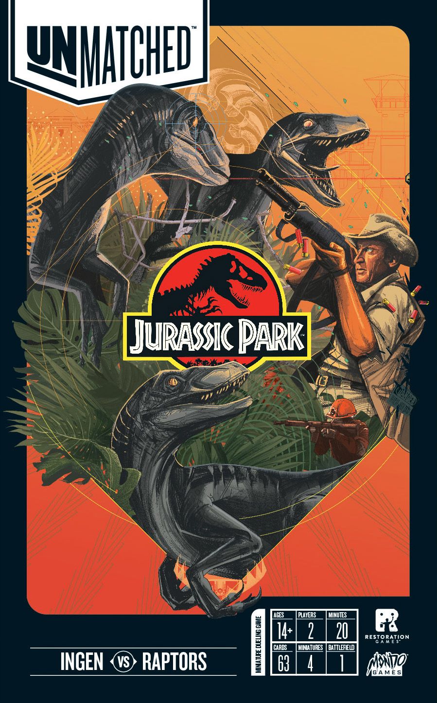Portada de Unmatched: Jurassic Park – InGen vs Raptors