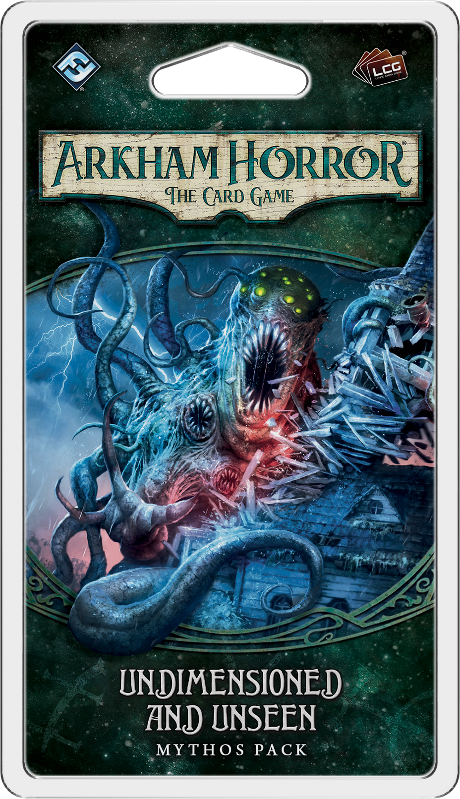 Portada de Arkham Horror: El Juego de Cartas – Invisibles y Sin Dimensión: Paquete de Mitos