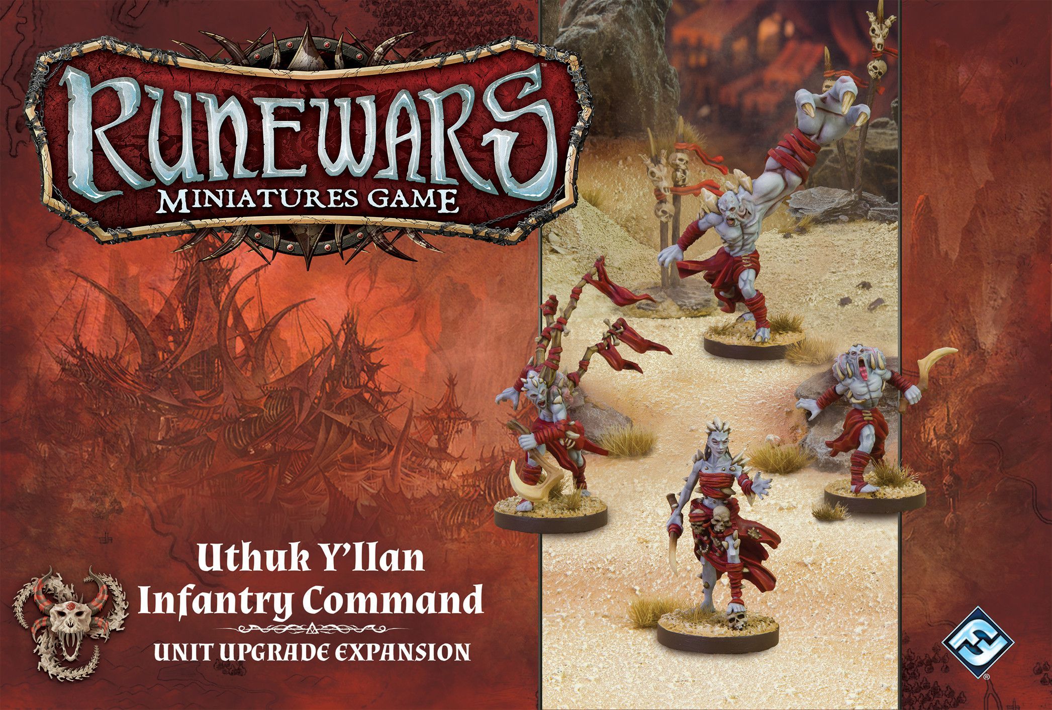 Portada de Runewars El Juego de Miniaturas: Grupo de Mando Infantería Uthuk