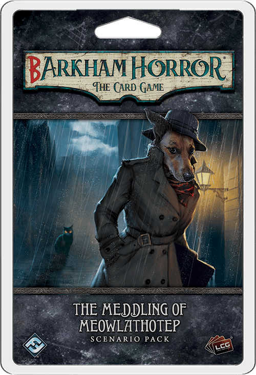 Portada de Barkham Horror: El Juego de Cartas – La Intromisión de Miaulathotep: Pack de Escenario