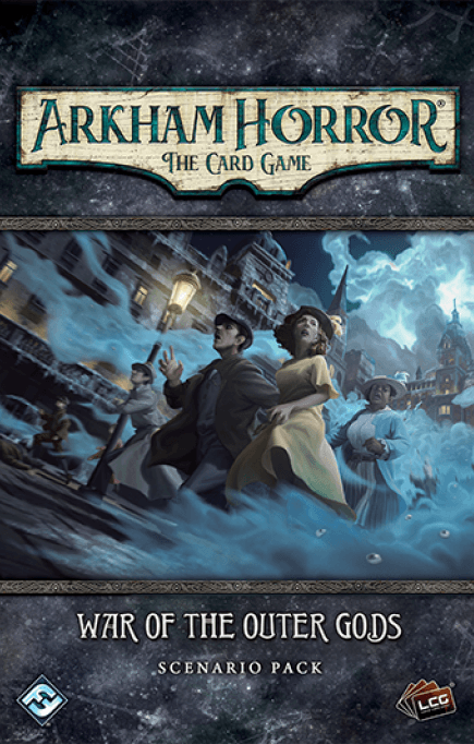 Portada de Arkham Horror: El Juego de Cartas – La Guerra de los Dioses Exteriores: Pack de Escenario
